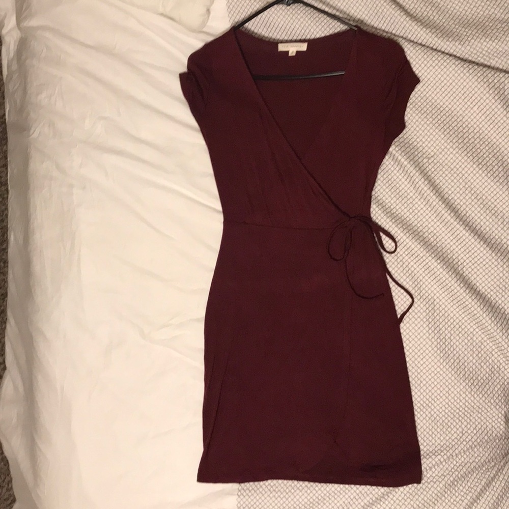 Maroon wrap tie dress